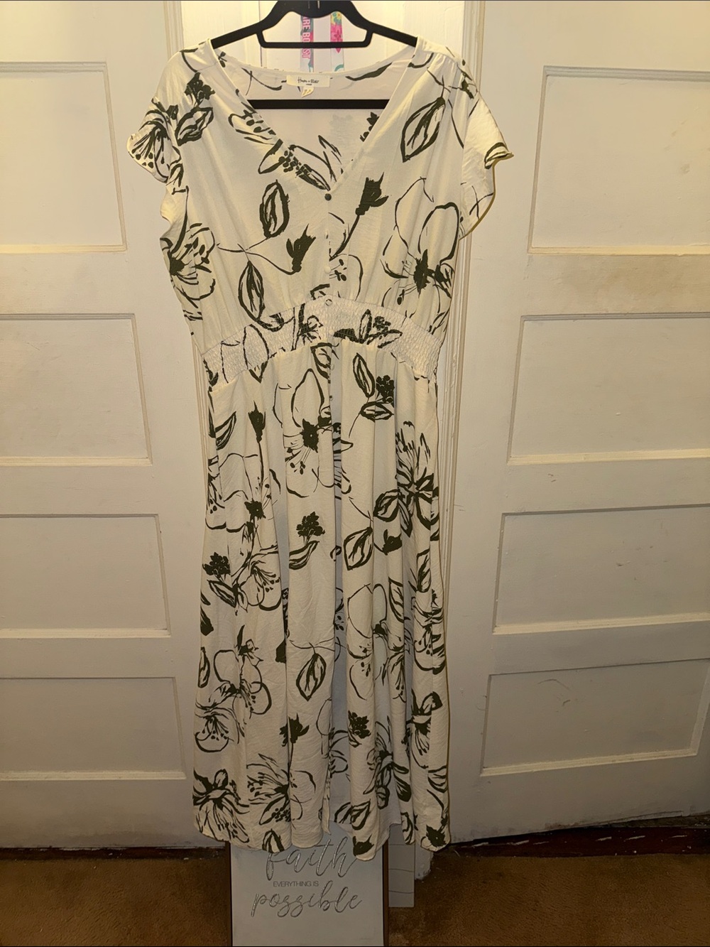 Women’s Cream Floral Wrap-Style Dress